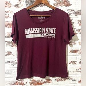 Mississippi State Bulldogs Women’s T Shirt Glitter Graphic Shiny Silver Sz S
